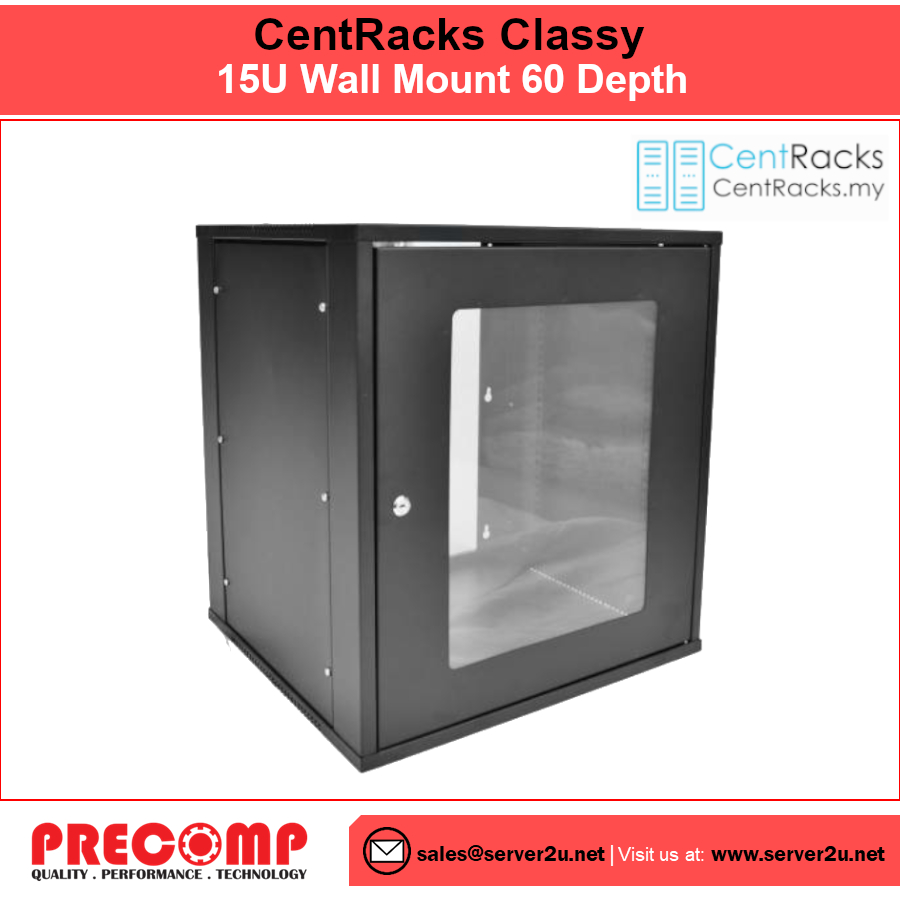 CentRacks Classy 15U (73cm x 54cm x 60cm) Wall Mount Server Rack ...