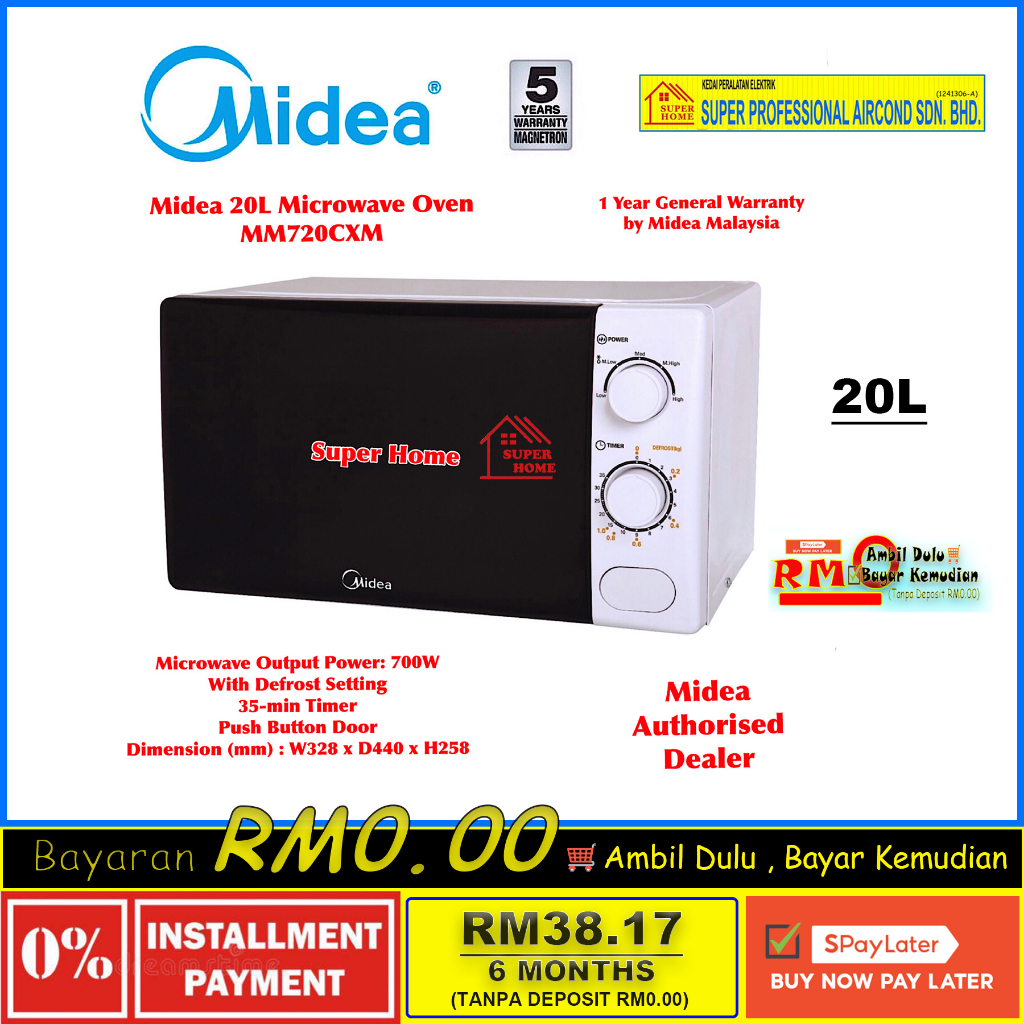 Midea Microwave Oven MM720CXM / MM720CGE 20L Microwave Oven White ...