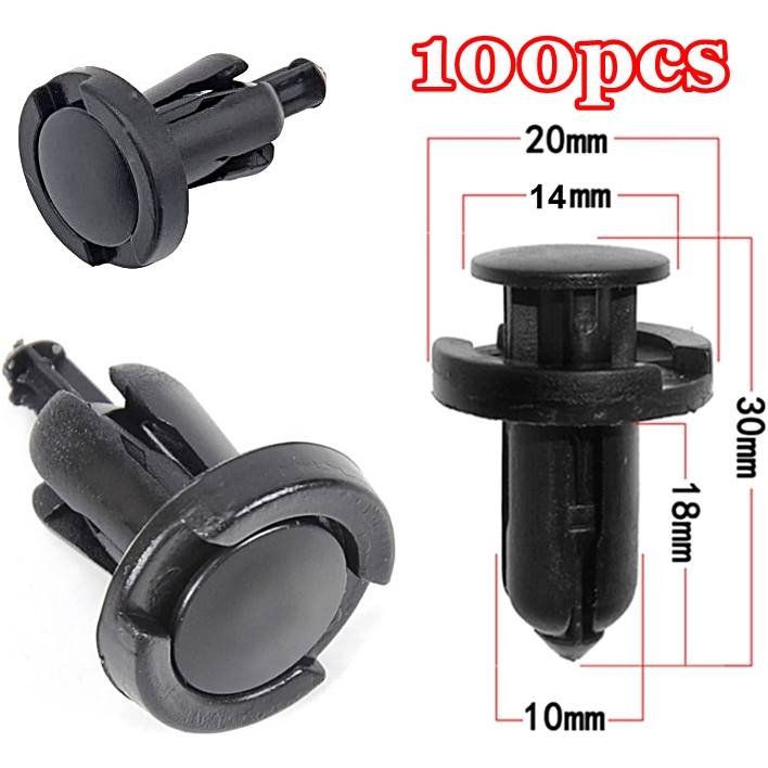 100pcs Car Clip Bumper Under Shield Clip 10mm Hole Hood Fender Car Push ...