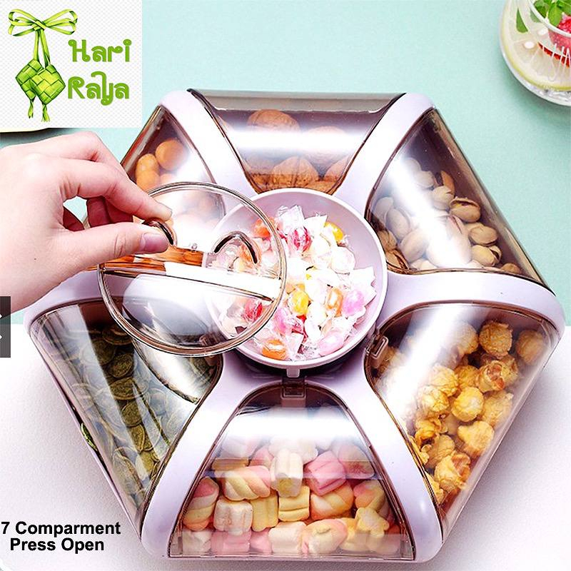 Dried Fruit Snack Storage Press Open Container Sectional Tray Clear ...