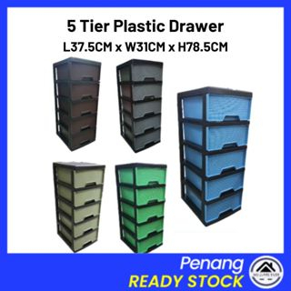 Wecareyou20 5 Tier Plastic Drawer Storage Almari Serbaguna Laci Plastik Kabinet Rak Baju Almari Baju Bayi Wardrobe Floor