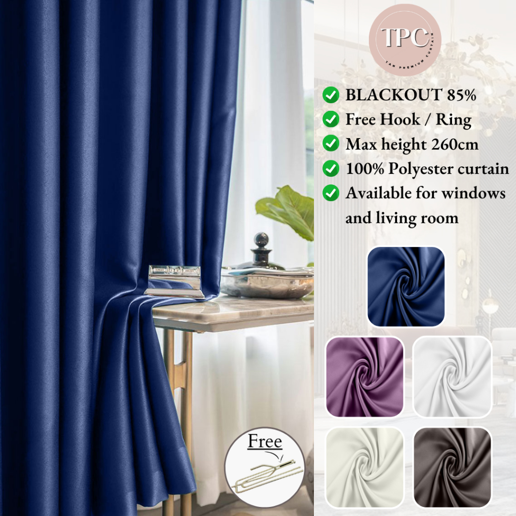 [A11-A15] 85% Blackout Ready Made Curtain Siap Jahit Langsir Rumah ...