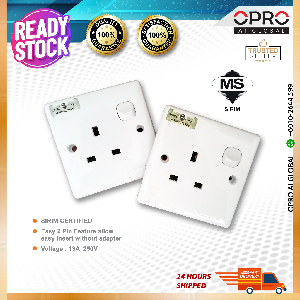 [SIRIM] 13A Electric Switch Socket Outlet Electrical Power Point UK