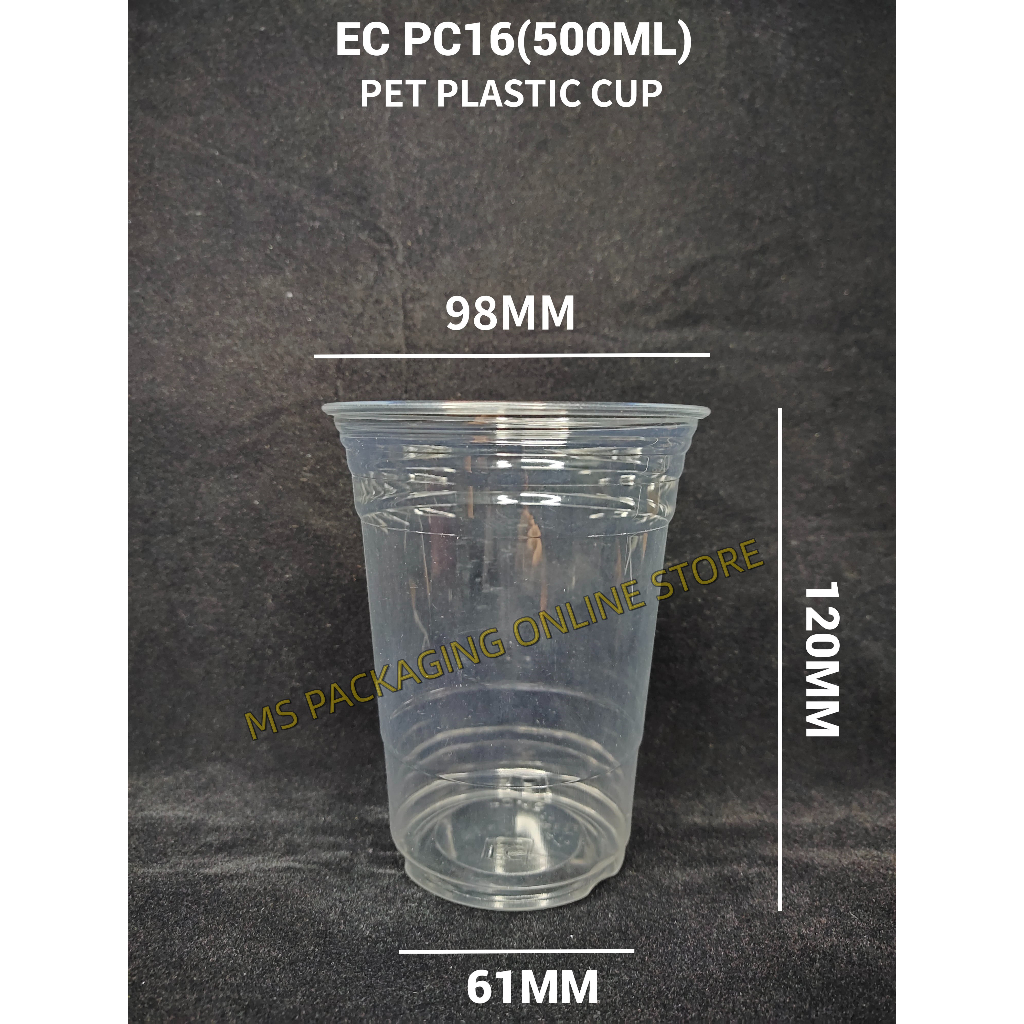 EC PC16 (500ml) PP Plastic Cup (16oz) with Flat Lid -100stes± ...