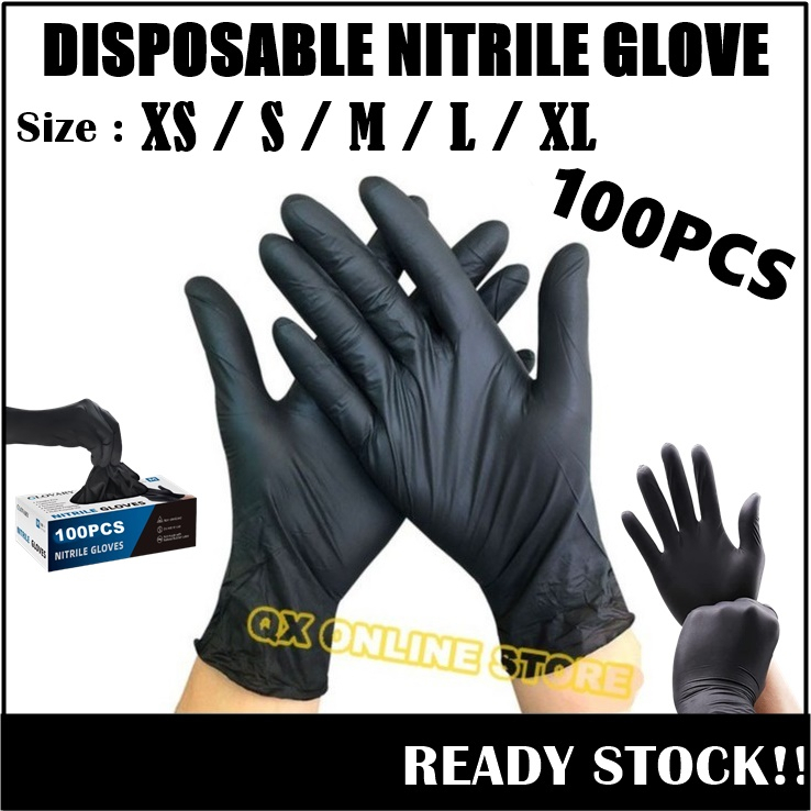Disposable Nitrile Hand Glove / Black Hand Glove Rubber / Tatto Black