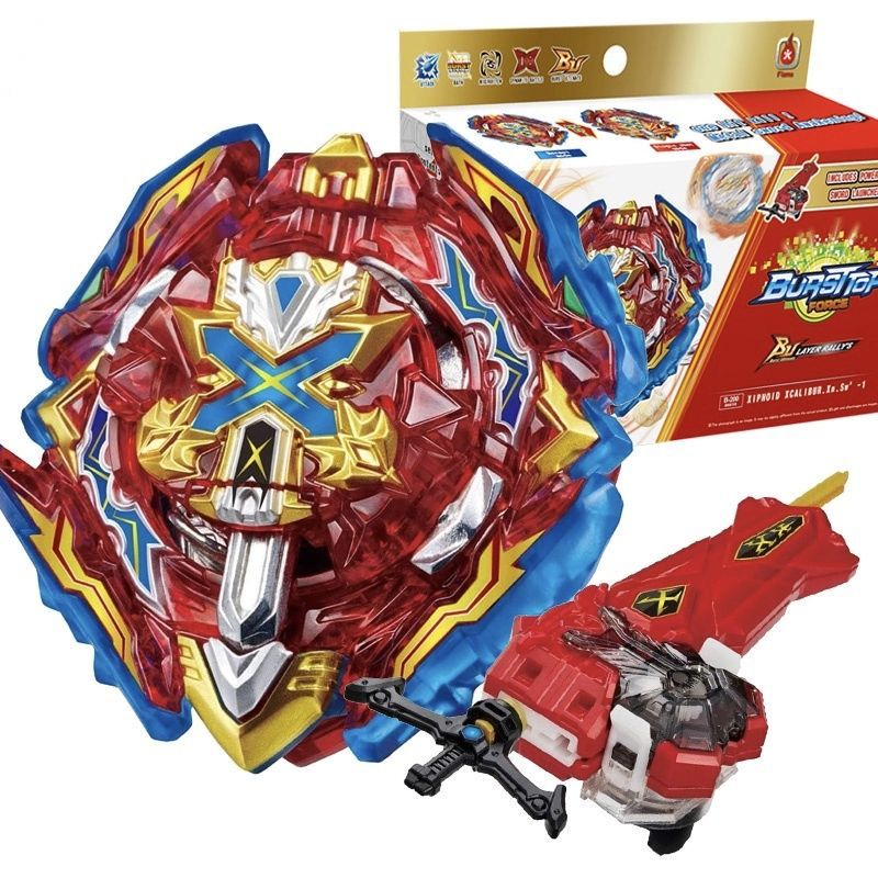 Bey Battling Launcher Set - B-200 Xiphoid Xcalibur Burst Bey With Left/Right Spin Sword Ripcord Launcher