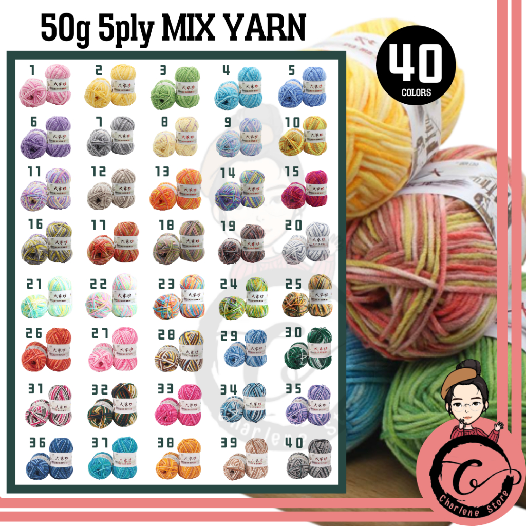 Ready Stock MixColor) 1-40 MILK COTTON WOOL 50g Milk Yarn 5ply Knit ...