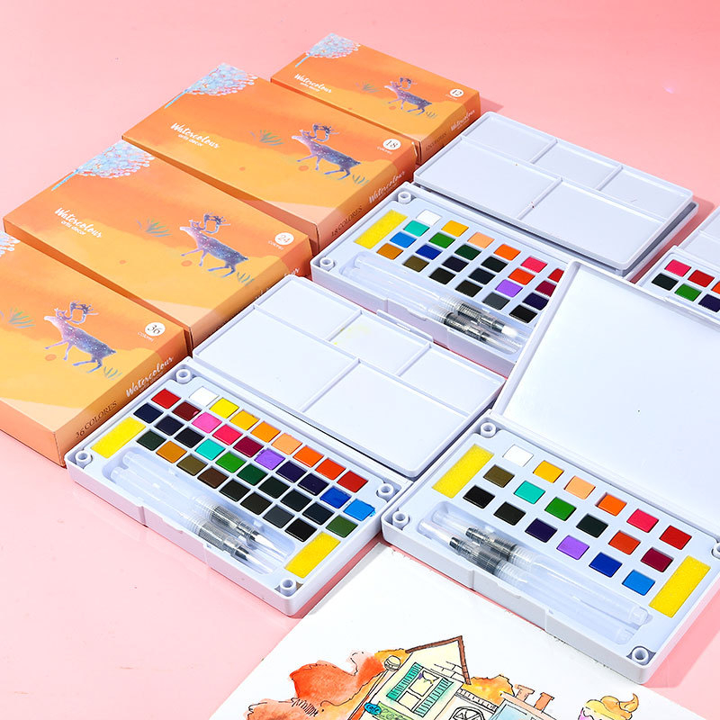 BORONG PG READY STOCK 12/18/24/36Color Solid Watercolor Portable ...