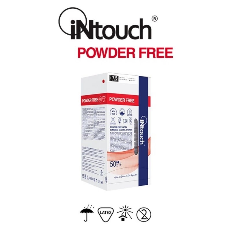 iNtouch POWDER FREE LATEX SURGICAL GLOVES, STERILE (size 6.5 = 1 pair ...