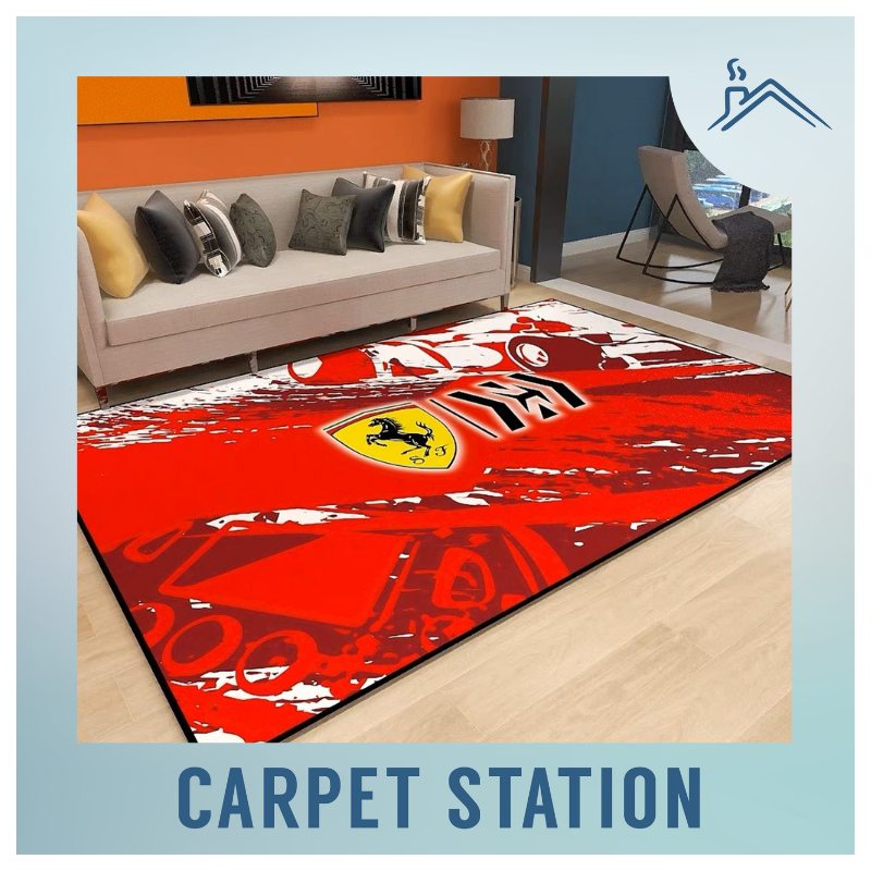 Karpet Velvet F1 Racing Team Design Ferarri Logo Hiasan Rumah Alas Kaki ...