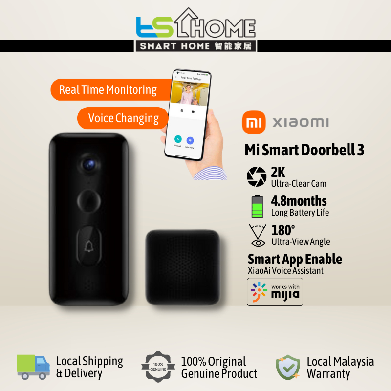 Xiaomi Mi Smart Doorbell 3 Ultra-Clear 2K Resolution Real-time ...