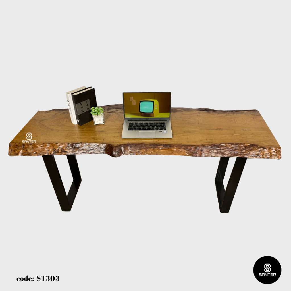 ST303. Chengal Emas Solid Wood Rustic Office Table/ Study Table/ Tea ...