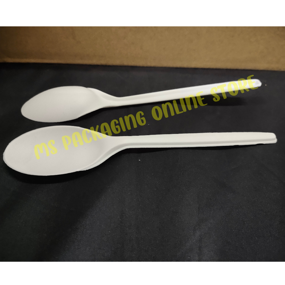 GM 6.5 spoon & fork Black /White 50pcs± Disposable Plastic Spoon