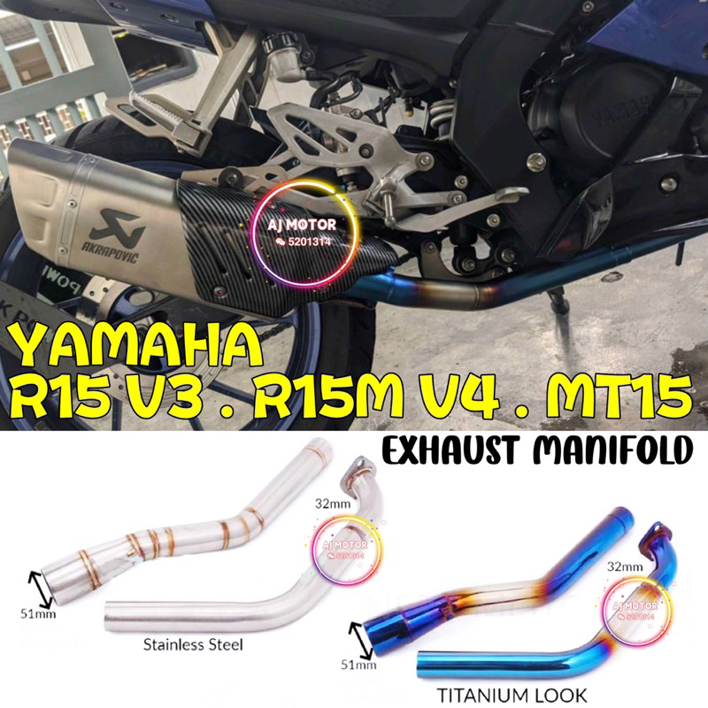YAMAHA R15 V3 / MT15 / R15M V4 EXHAUST PIPE MANIFOLD 51MM STAINLESS