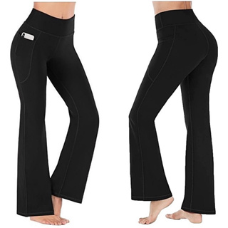 Flare Leggings Yoga Pants Women High Waist Wide Leg Pants Women Gym Sports  Black