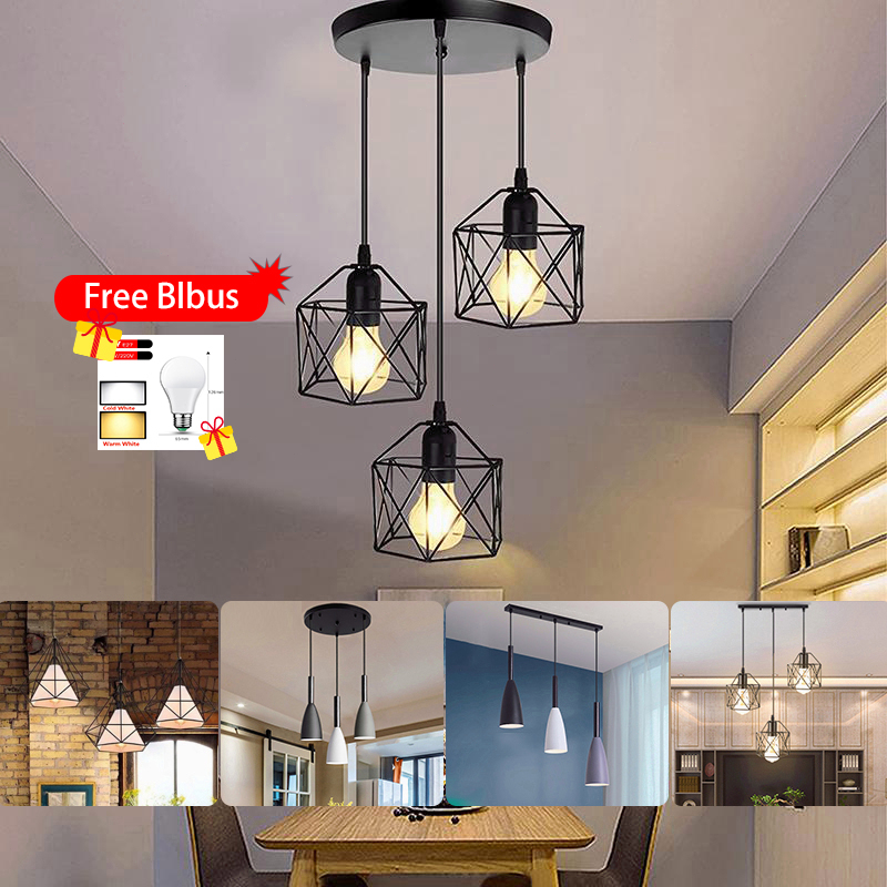 【Free Bulb】Led Pendant Light Nordic Ceiling Hanging Lights Dining
