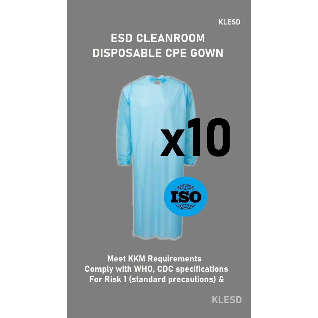 Disposable CPE Isolation Gown (10pcs)/ Level 3 Blue Gown/ comply with ...