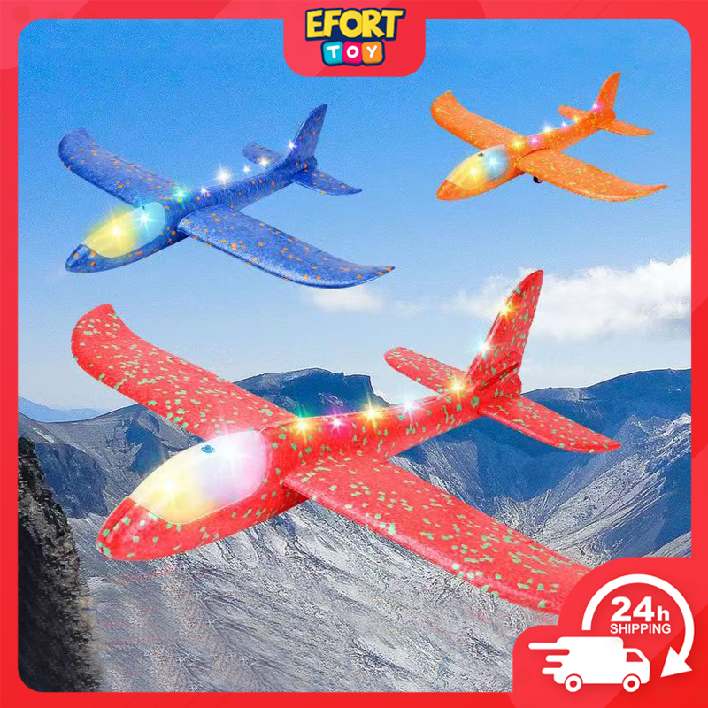 EFORT.TOYS 48CM LED Hand Throwing Airplane Foam Glider Kids Plane Toys Light Foam Outdoor