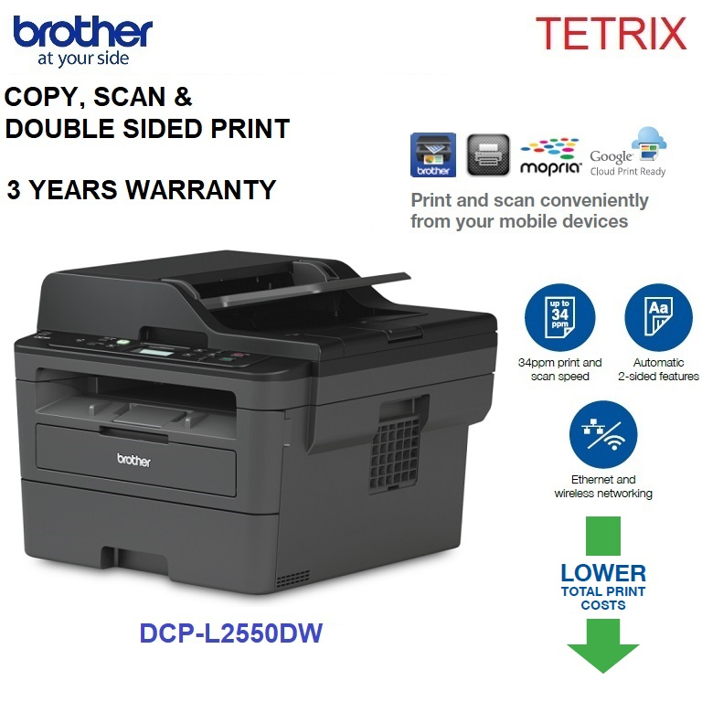 Brother DCPL2550DW 3 in 1 Mono Laser Printer Wifi Network Scan Copy