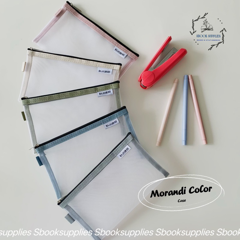 🇲🇾 Ready Stock Transparent Mesh Minimalist Pencil Case Muji Style Nylon Zip Bag Storage Bag