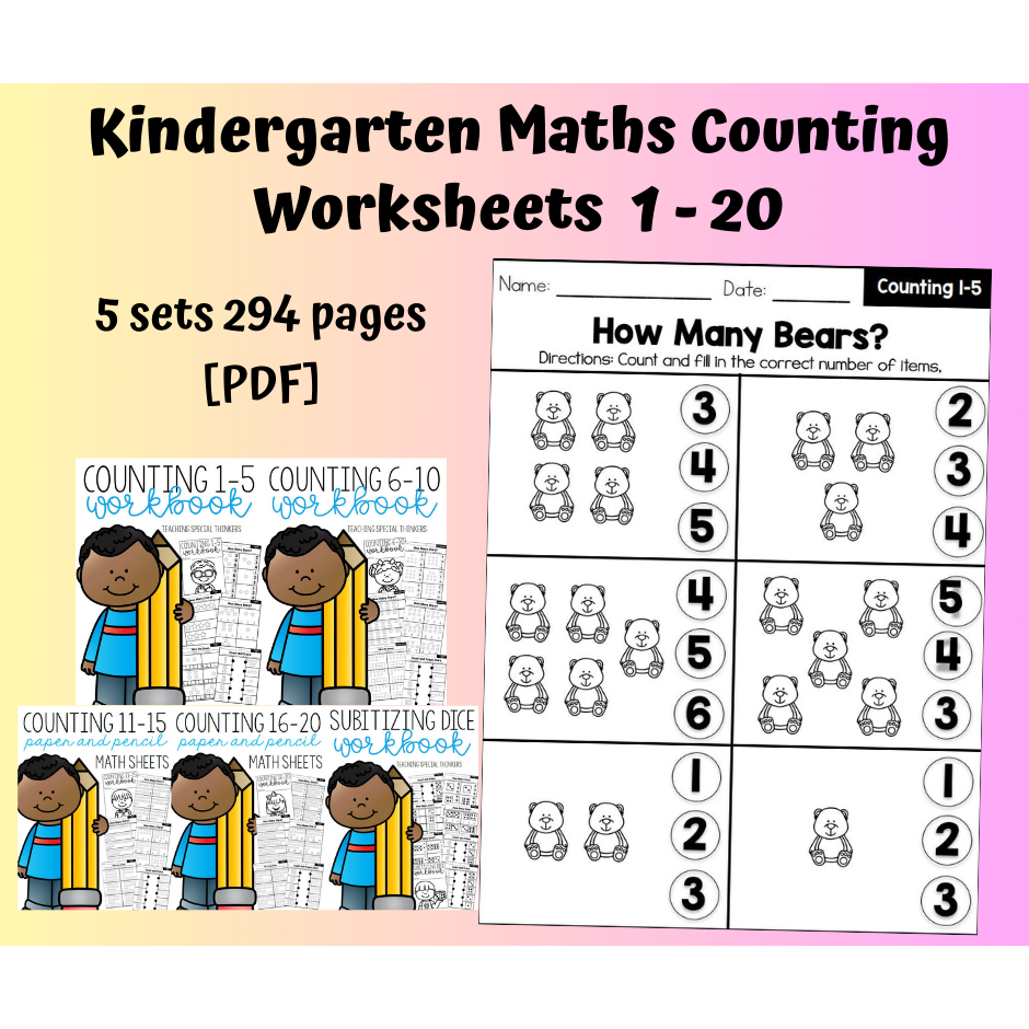 KINDERGARTEN COUNTING WORKSHEETS 1 20 PDF visual data 5