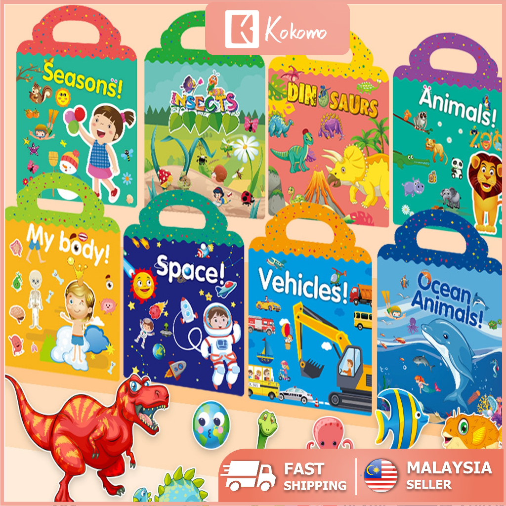 Kids Reusable Sticker Book & Gift (12 Themes) | Shopee Malaysia