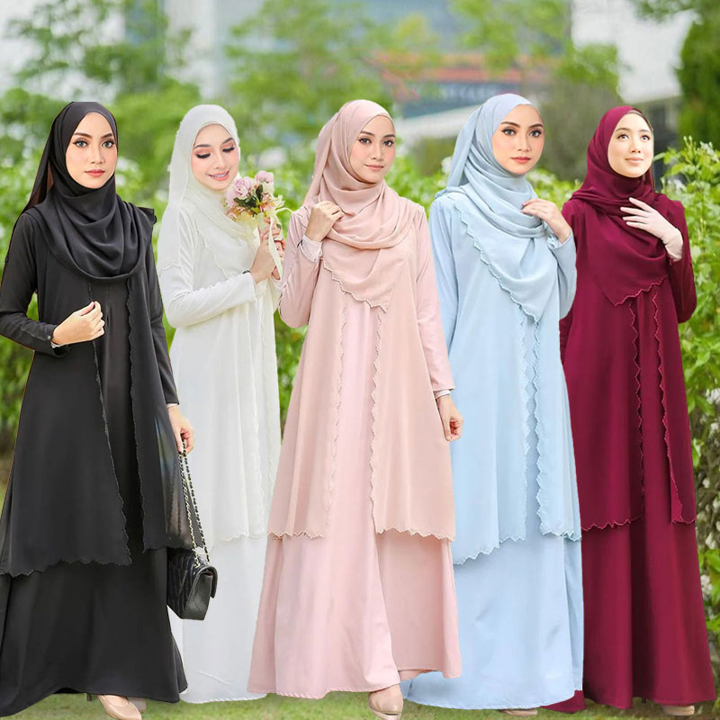 Abaya Jubah DRESS Jubah Muslimah Chiffon Raya 2023 Nikah Kenduri Kahwin ...