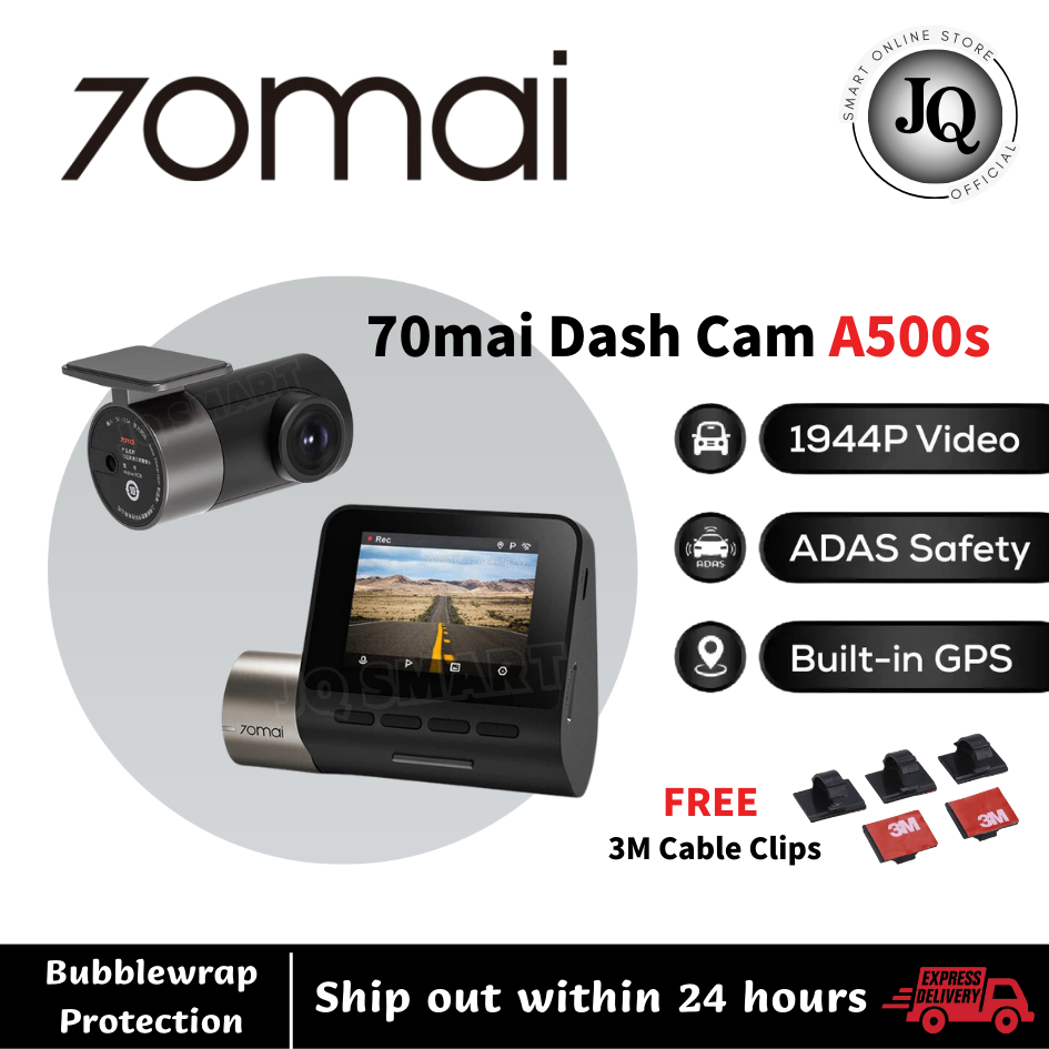 70mai Pro Plus A500S, Full HD 2.7K 1944p, Front and Rear, Integrated GPS and WiFi, ADAS, IMX335, 2 Inch IPS LCD Display, WDR, Night Vision