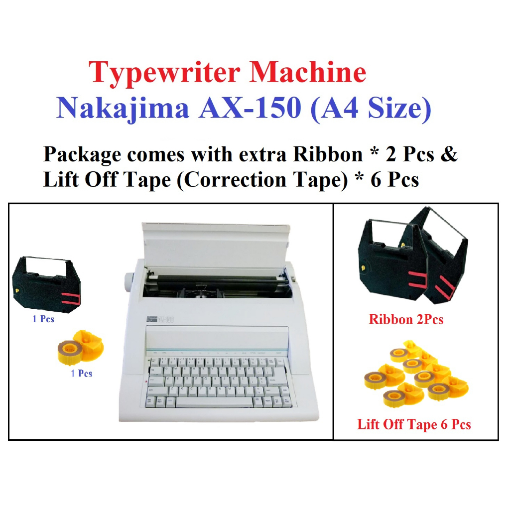 Typewriter Electronic Nakajima AX150 (A4 size) Package comes with