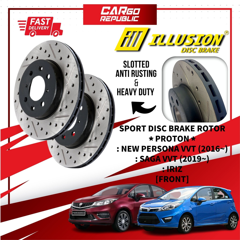 Illusion Sport Disc Brake Rotor & Brake Pad Proton Iriz , Saga VVT 2019
