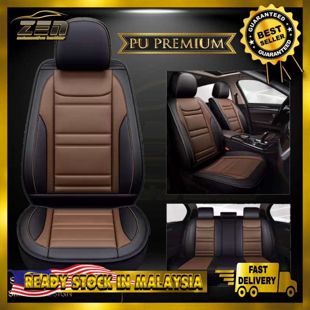 ZEN 6D Universal Car Leather Seat Cover 5Seater Front & Rear Cover