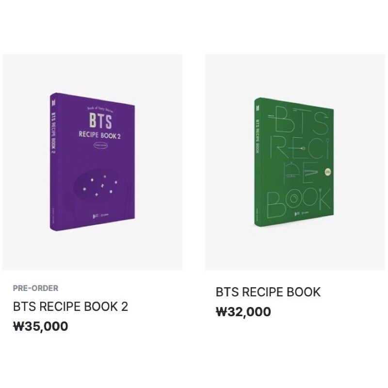 BTS Recipe Book 1 / 2 (written in both English and Korean) Shopee