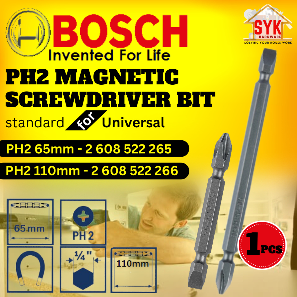 SYK BOSCH 65mm 110mm 1Pcs PH2 Screwdriver Bit Standard For Universal