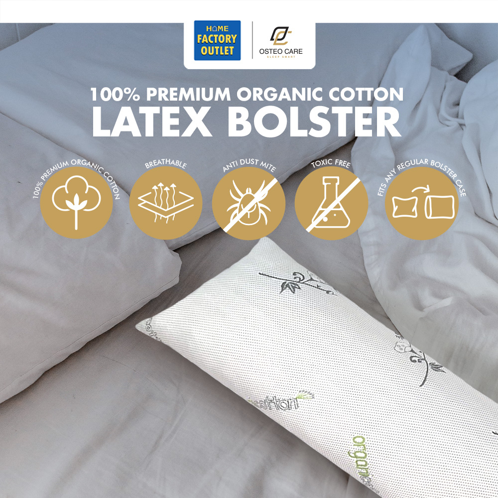 OSTEO CARE 100 Natural Eco Latex Bolster + Premium Organic Cotton