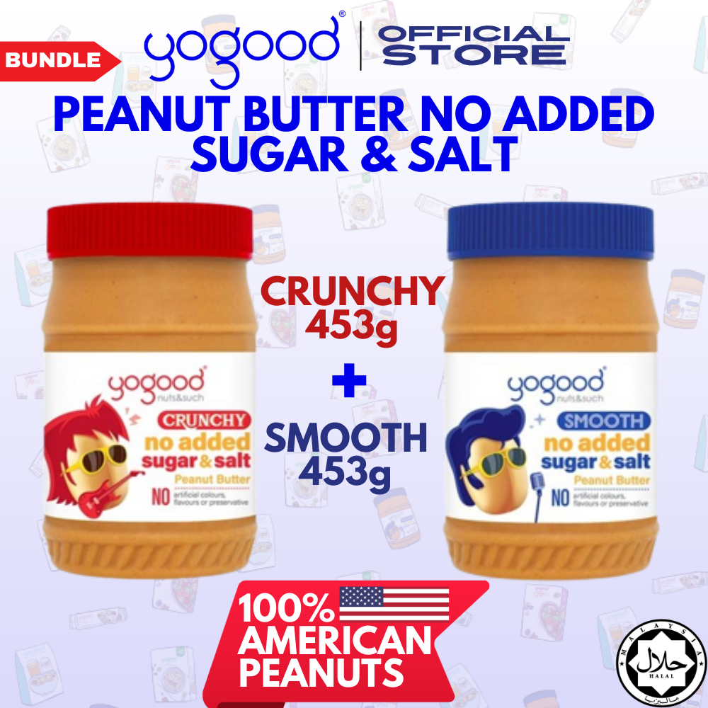 Yogood Peanut Butter No Added Sugar & Salt (Crunchy 453g + Smooth 453g