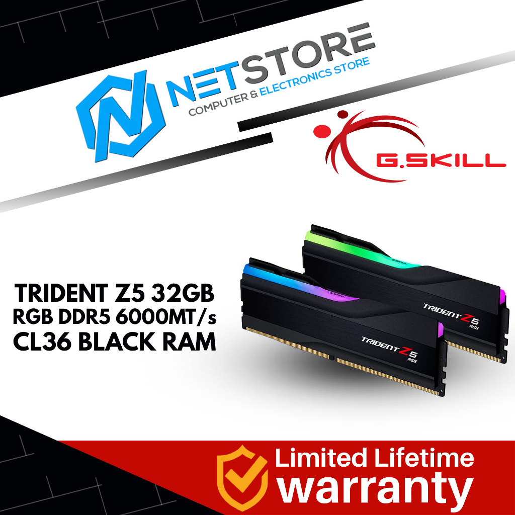 G.SKILL TRIDENT Z5 32GB (16GBx2) RGB DDR5 6000MT/s CL36 BLACK RAM