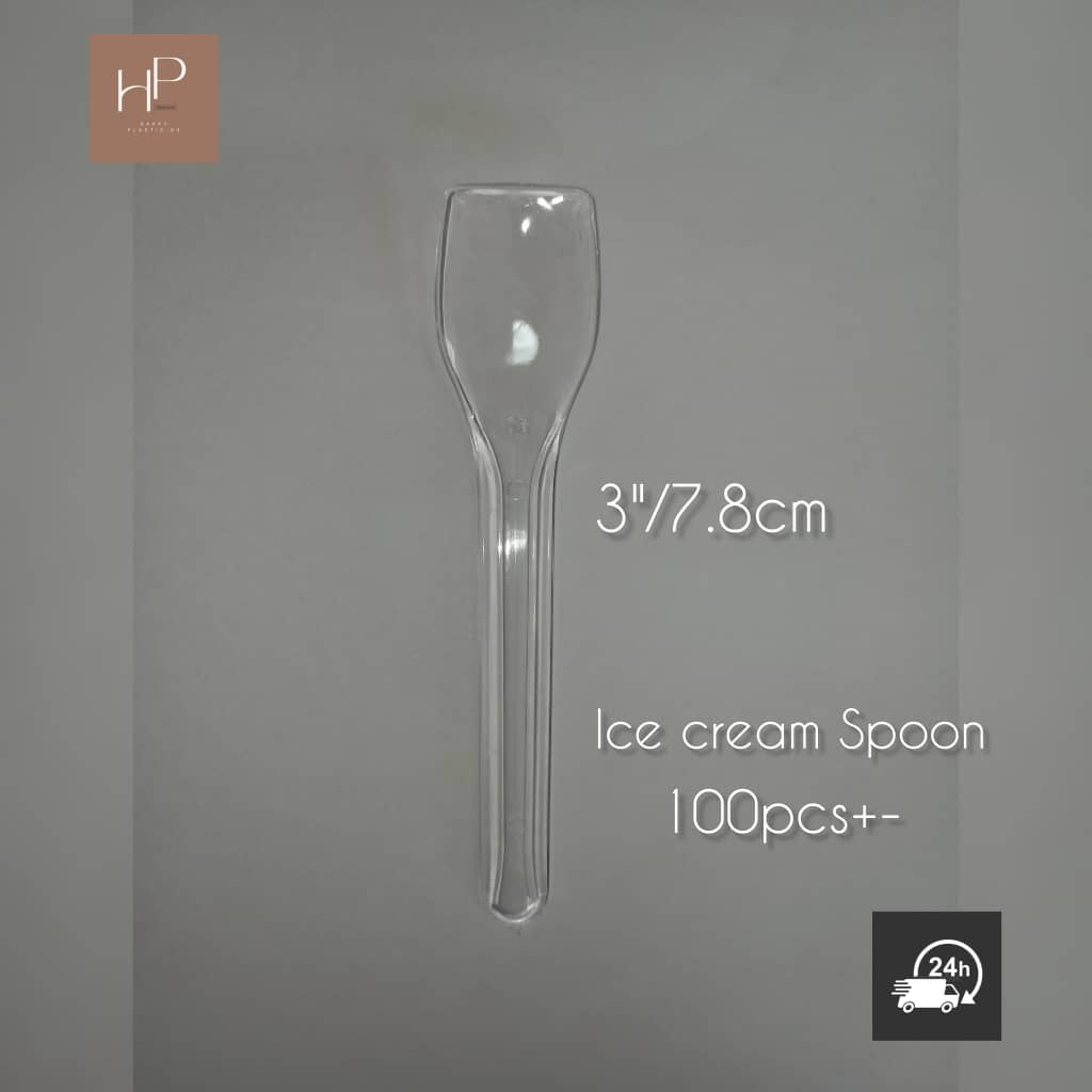 Premium Clear Dessert Spoon / Plastic Ice Cream Spoon / Disposable