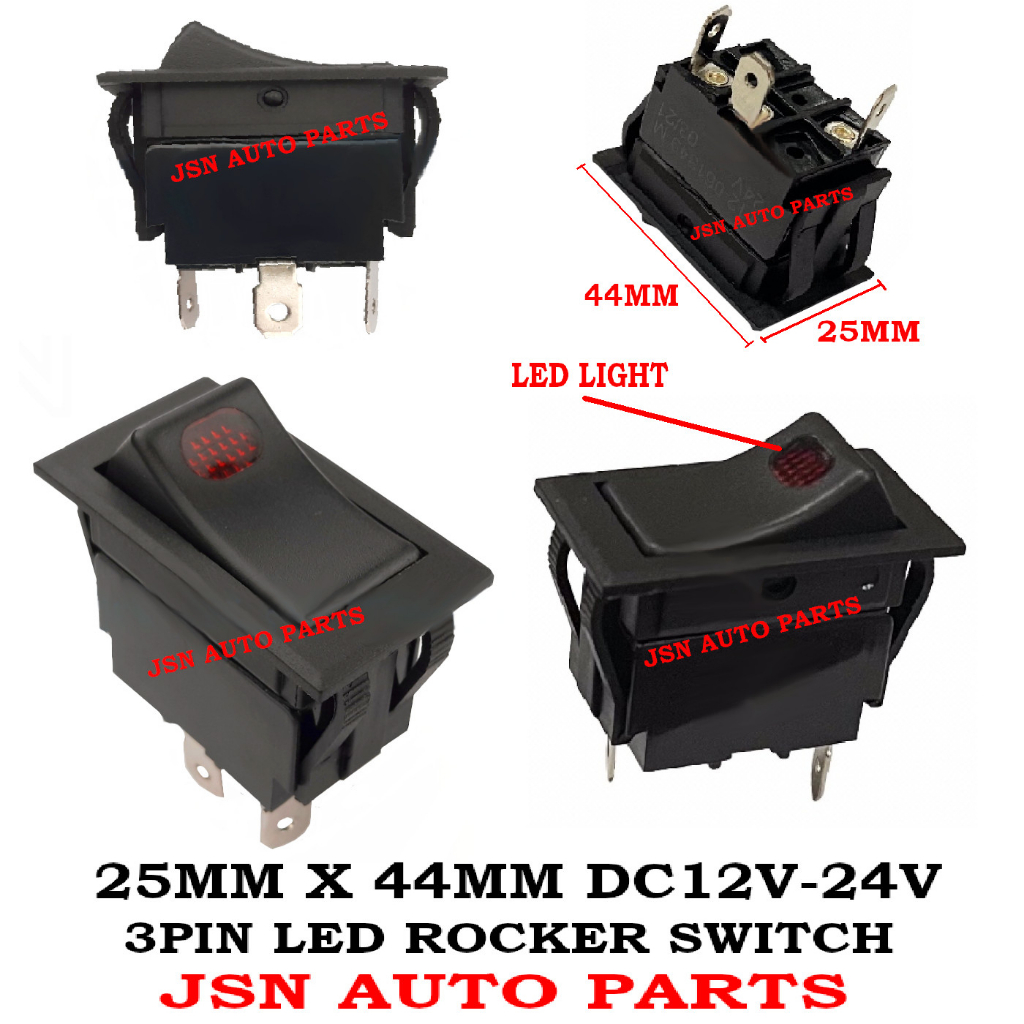 25MM X 44MM RED LED ROCKER SWITCH BUTTON SWITCH FOR ALL CAR LORRY BUS ...