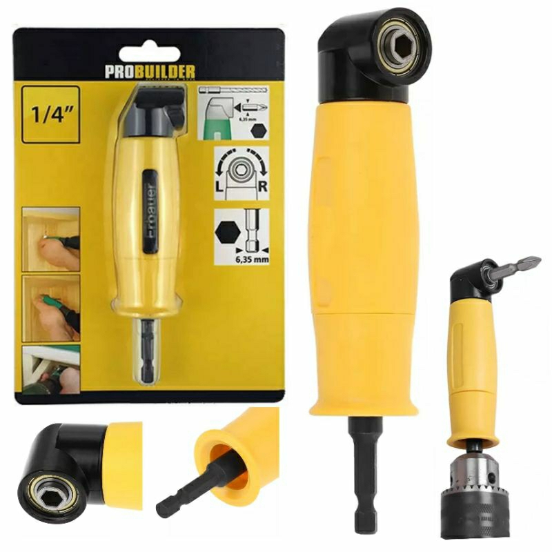 90 Degree Angled Electric Drill Right Angle Driver Reversible Ratchet Screwdriver Adapter