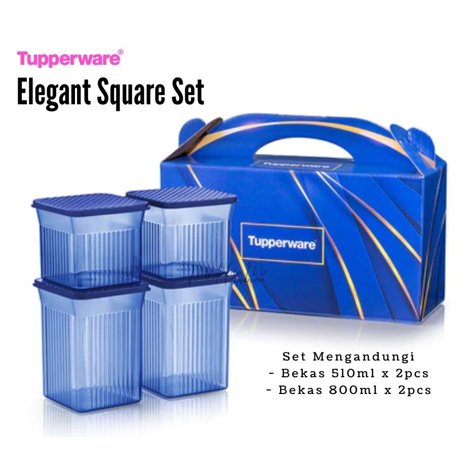 Tupperware Elegant Bekas Kuih Kedap Udara Square & Round Set Royale ...