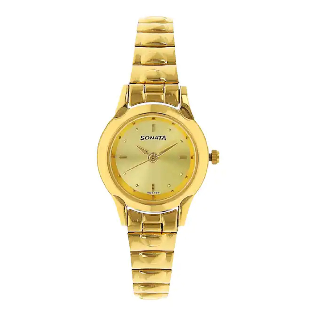 Sonata ladies watch online golden colour