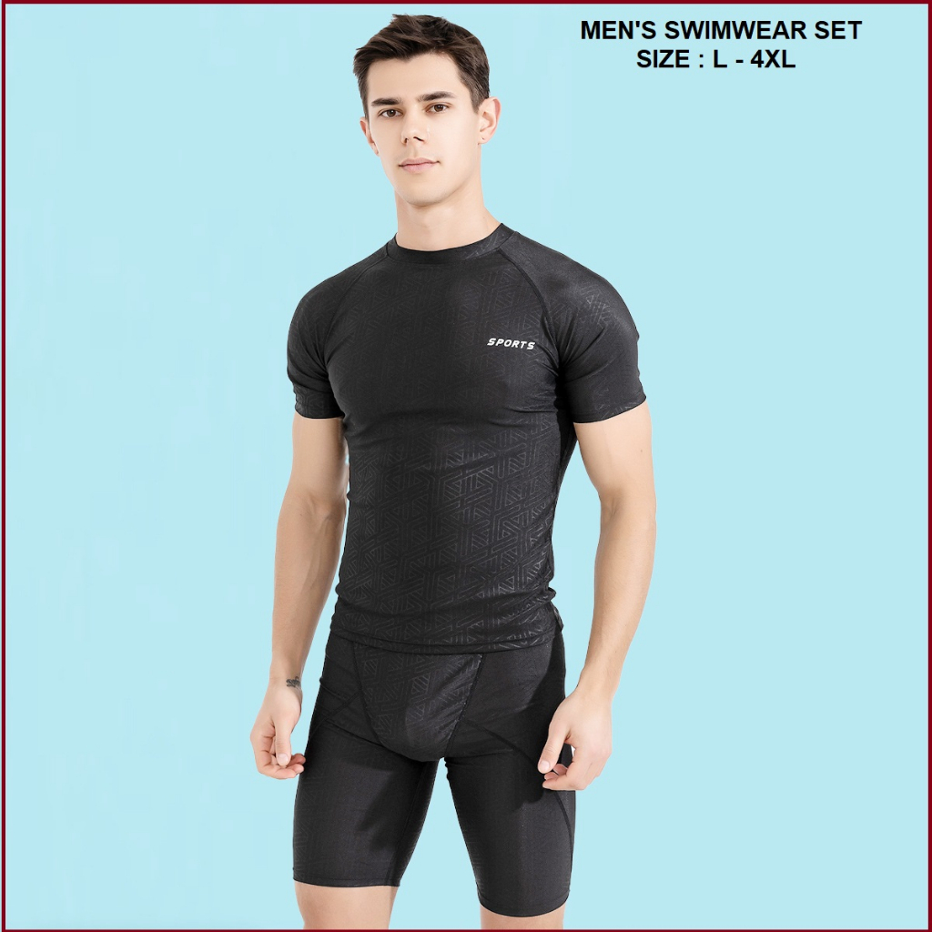 SELANGOR Stock New 2 Pieces Shark Skin Design Men Swimming Suit Top ...