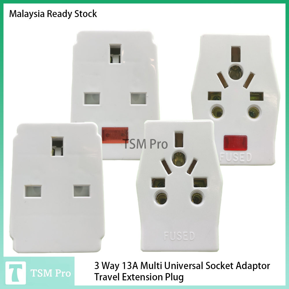 3 Way 13A Multi Universal Socket Adaptor Travel Extension Plug Multi ...
