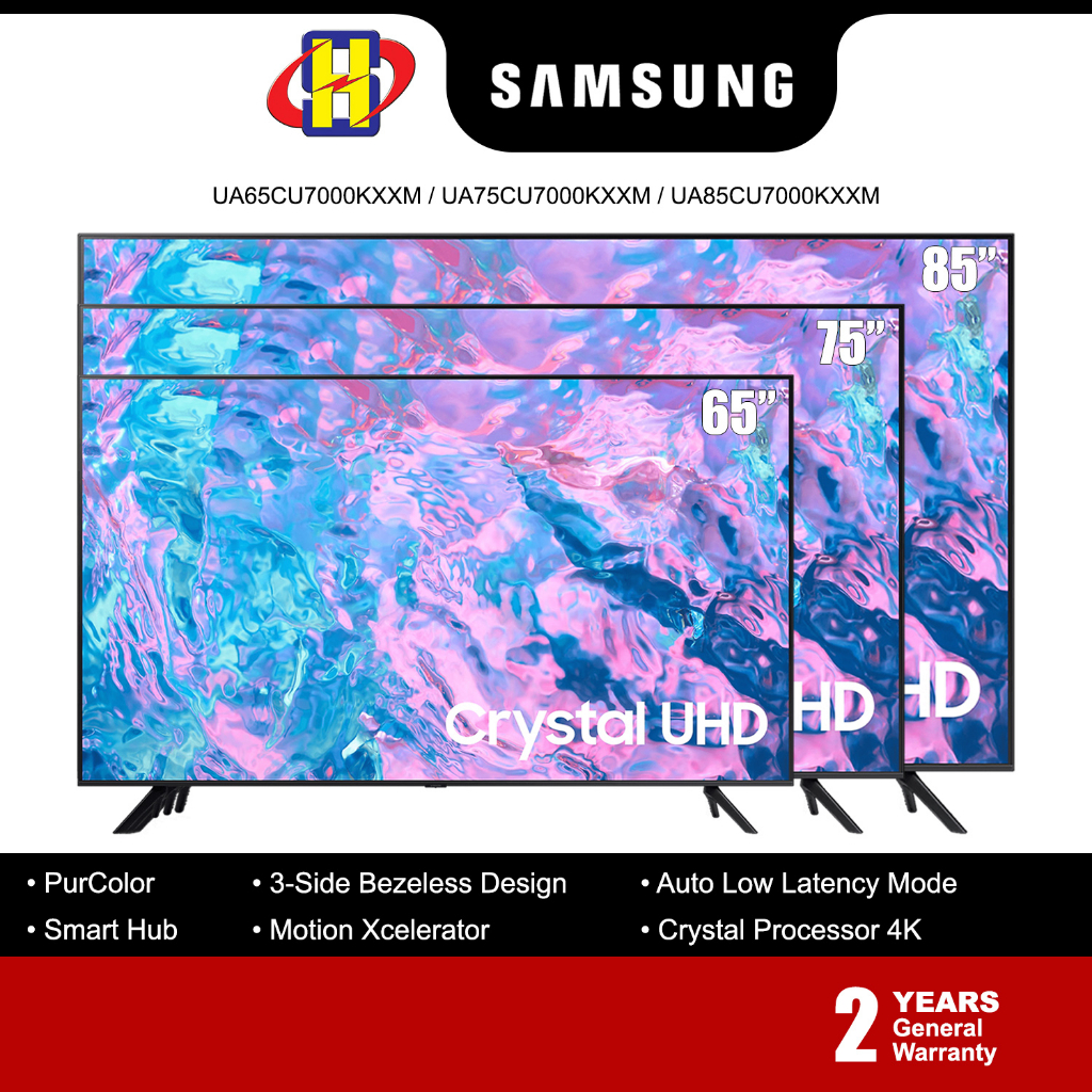 Samsung Crystal UHD 4K Smart TV (6585") CU7000 UA65CU7000KXXM