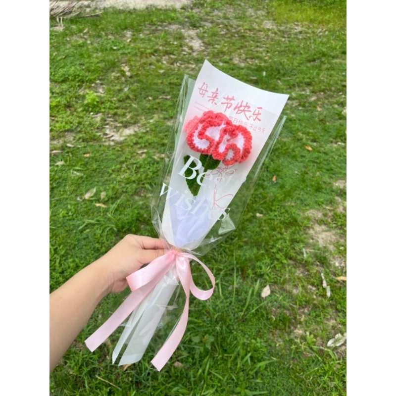 (mother's day special) 100hand knitted crochet carnation bouquet