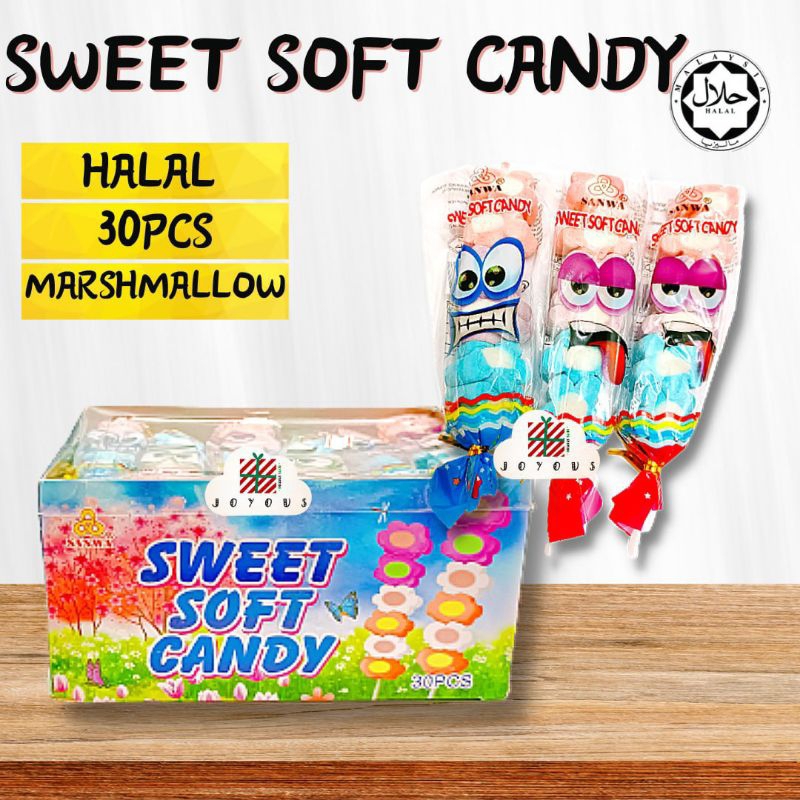 30pcs Sanwa Stick Flower Marshmallow Sweet Soft Candy Shopee Malaysia
