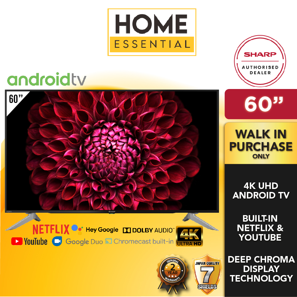 Sharp 60 Inch AQUOS 4K UHD Android TV 4TC60DK1X 4TC60DL1X X4