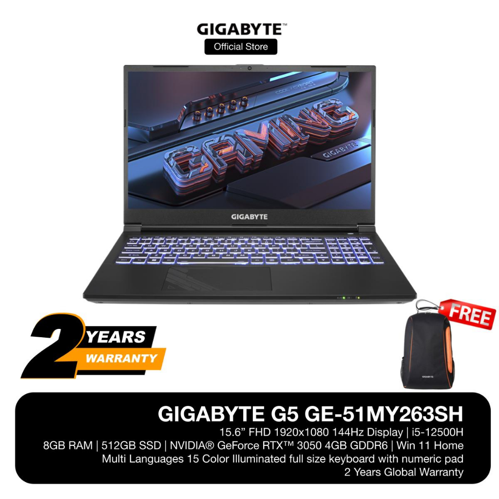 Gigabyte G5 GE (I512500H/8GB 3200MHZ/Gen4 512GB/RTX 3050 4GB/15.6" FHD