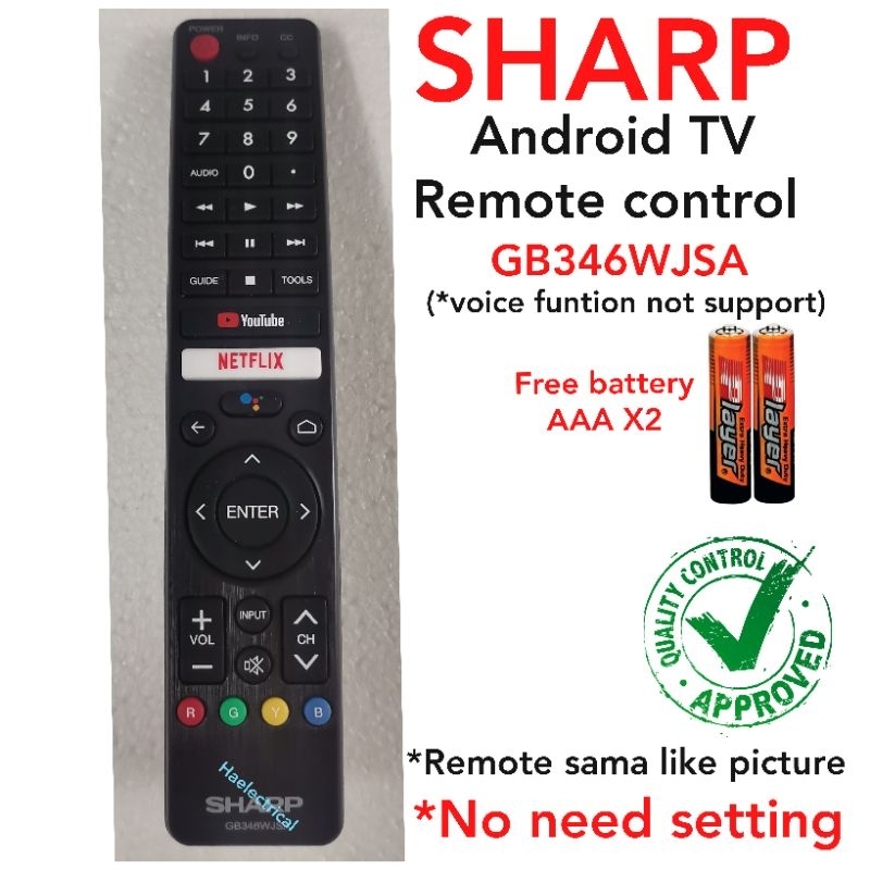 SHARP ANDROID TV REMOTE CONTROL GB346WJSA Shopee Malaysia