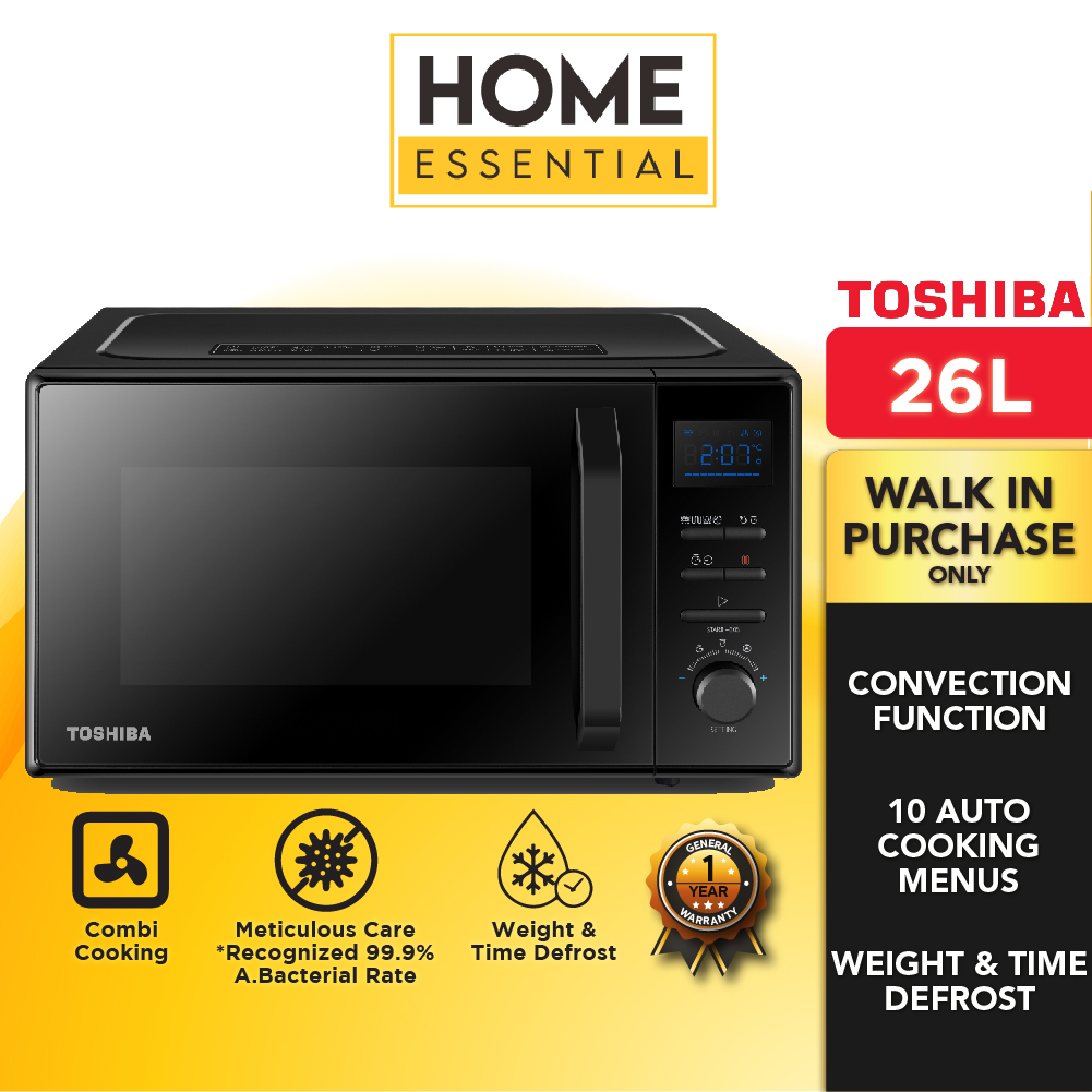 Toshiba 26L Convection + Grill Microwave Oven MW2AC26TF BK with 10